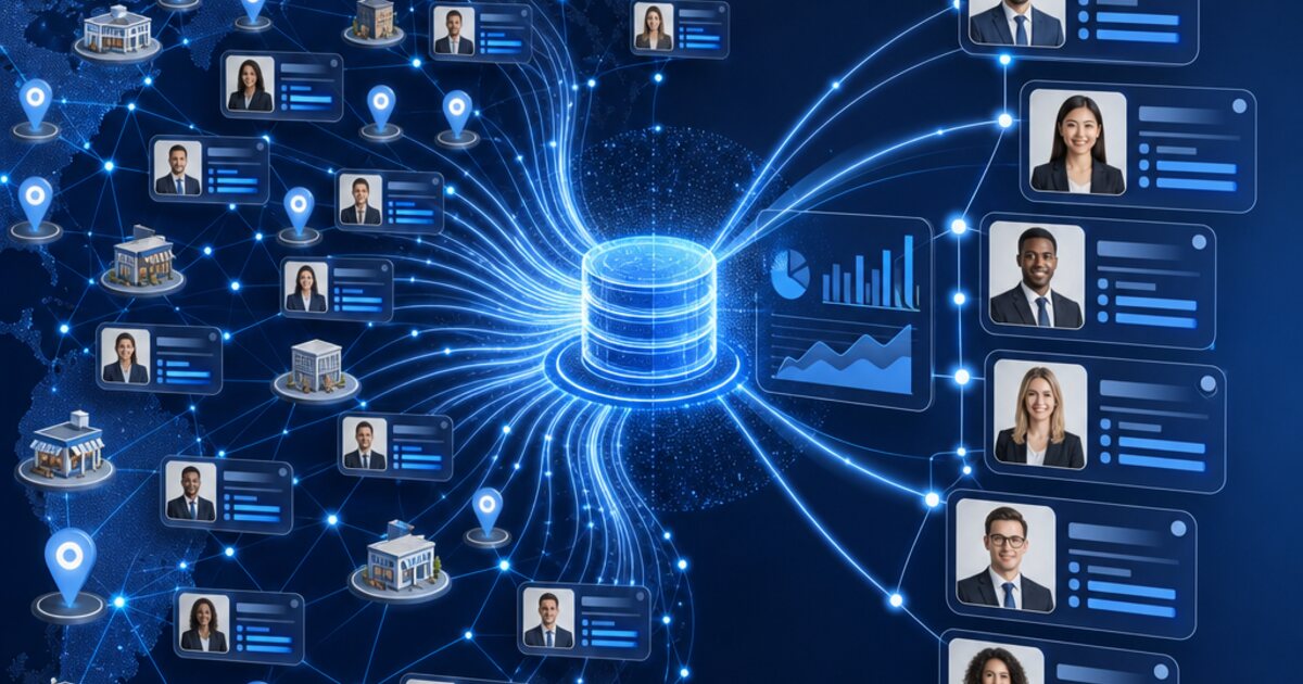 Connected business profiles flowing into online directories