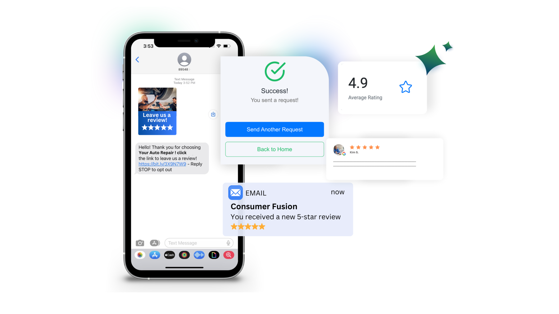 Sending review requests and earning new 5-star reviews