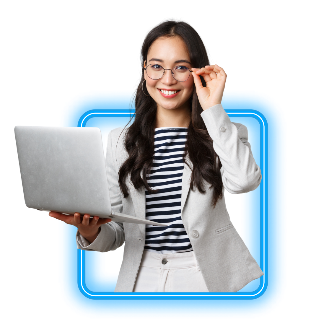 Partnership Landing Page (4) Computer and Smart Phone with Blue Circle Background